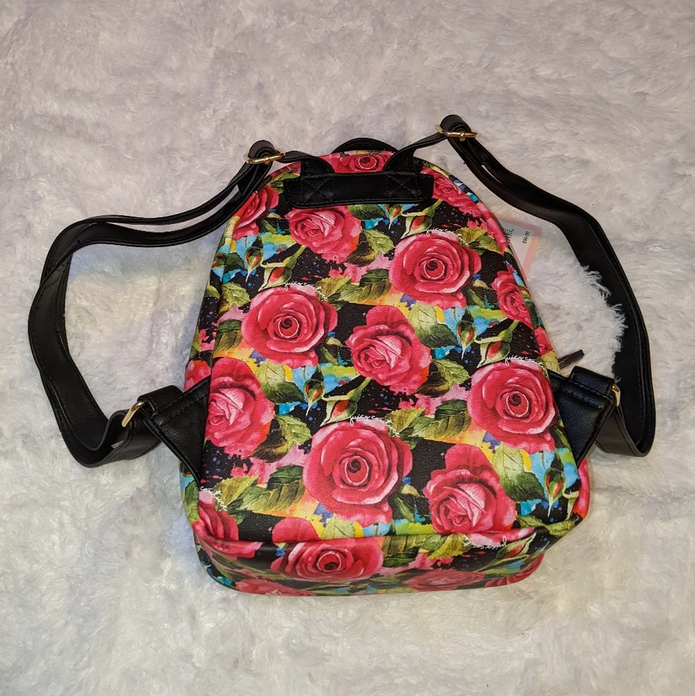 Nwt Juicy Couture Black Multi Rose Juicy Billboard SM Backpack - Picture 14 of 16
